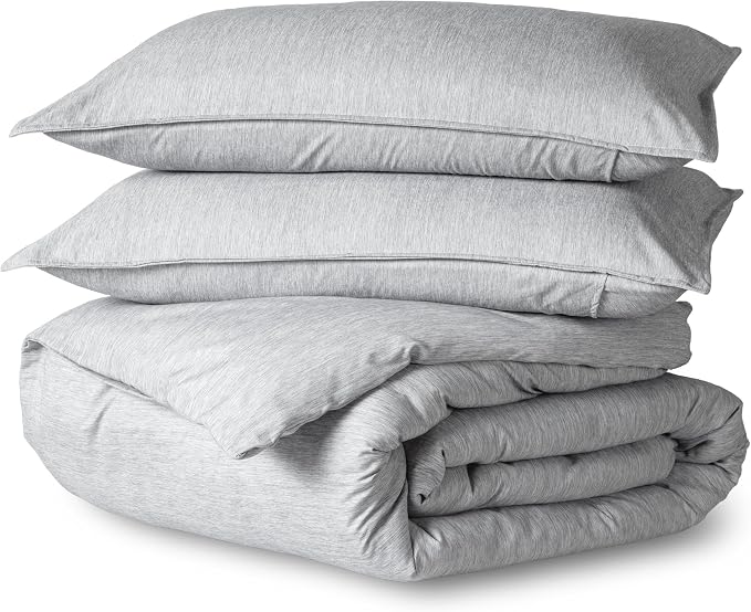 Bare Home Duvet Cover Set 1800 Ultra-Soft (Queen, Heathered Pewter) | Lightweight, Cooling, Breathable, Premium 1800 Ultra-Soft, All-Season