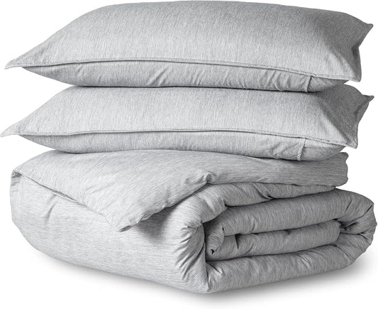 Bare Home Duvet Cover Set 1800 Ultra-Soft (Queen, Heathered Pewter) | Lightweight, Cooling, Breathable, Premium 1800 Ultra-Soft, All-Season