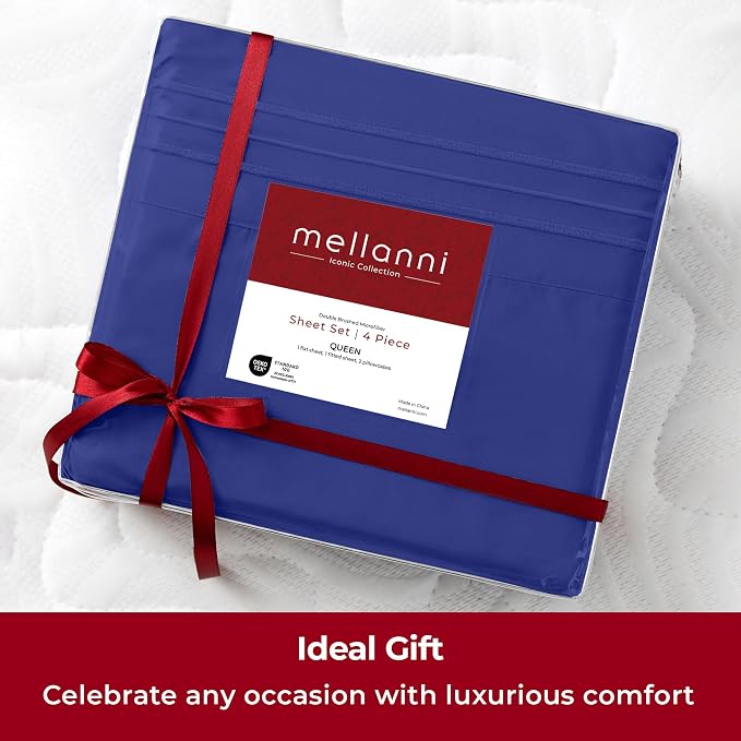 Mellanni Iconic 4-Piece, Ultra Soft Sheet Set (Full, Royal Blue) | 10M+ Sleepers. Lab-tested: Sleeps Cool, Stays Bright, Strong, Smooth. Good Housekeeping Best Bedding, 7 yrs running.