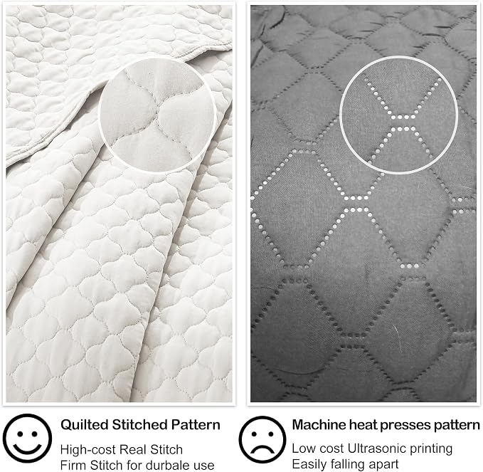 HORIMOTE HOME Cream Quilt Twin Size, Lightweight Quilt for Summer Ultra-Soft Microfiber Modern Style Quilted Clouds Pattern Bedspread Quit Set 2 Pieces (1 Quilt and 1 Pillow Sham)