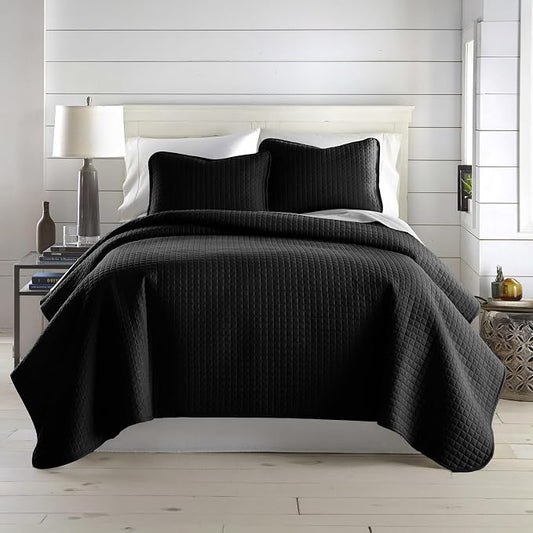 Southshore Fine Living, Inc. Oversized King Quilt Bedding Set, Microfiber Quilts, Pet Hair Resistant Bedding, Oversized King Size Quilt Set w/2 Pillow Shams, Black Bedspread & Coverlet Sets