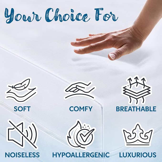Guardmax Queen Mattress Protector Cover Zippered | 100% Waterproof Bed Bug Encasement | Soft, Hypoallergenic and Breathable | Queen Size (60"x80")