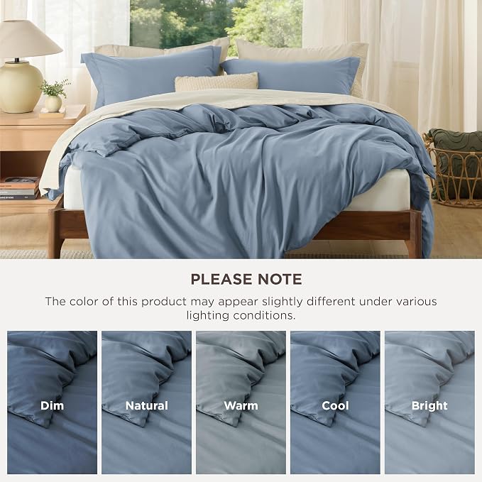 Bedsure Duvet Cover Queen Size, 3Pcs Double Brushed Bedding Set, Dusty Blue | For Kids & Adults, 90"x90" Comforter Cover, Hotel Luxury, All Season, Breathable, Easy Care, Lightweight, Zipper Closure