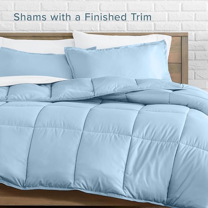 Bare Home Full Comforter Set - 1800 Ultra Soft (Full, Light Blue) | All-Season, Breathable, Hypoallergenic, Premium 1800, Warm, Cozy