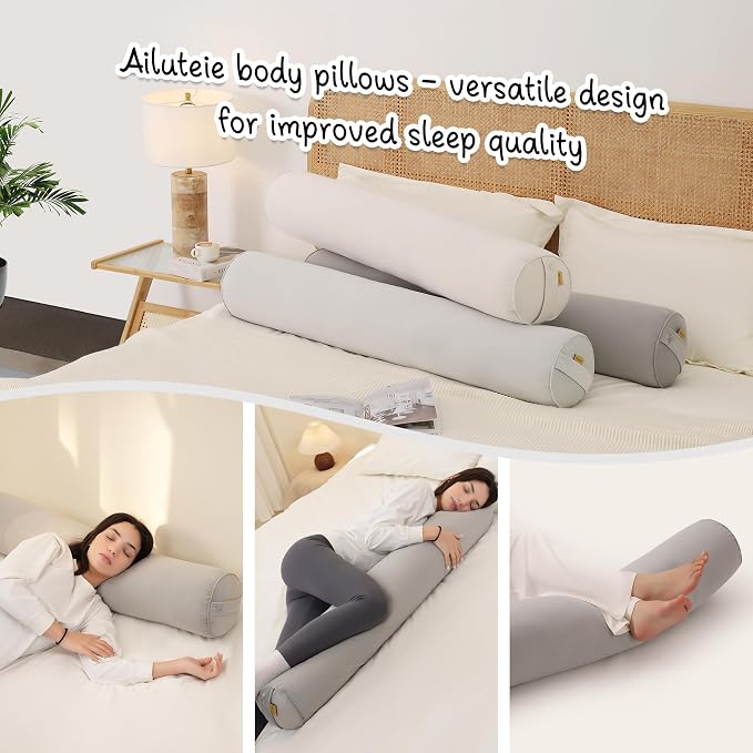 Body Pillow for Adults,Long Round Pillow,Big Cylindrical Pillow,Large Full Bolster Pillows for Side Sleepers (Zinc Gray, 39.37"*7.87")