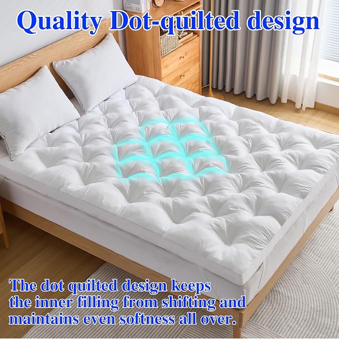 WhatsBedding 2 Inch Memory Foam Mattress Topper King Size for Back Pain