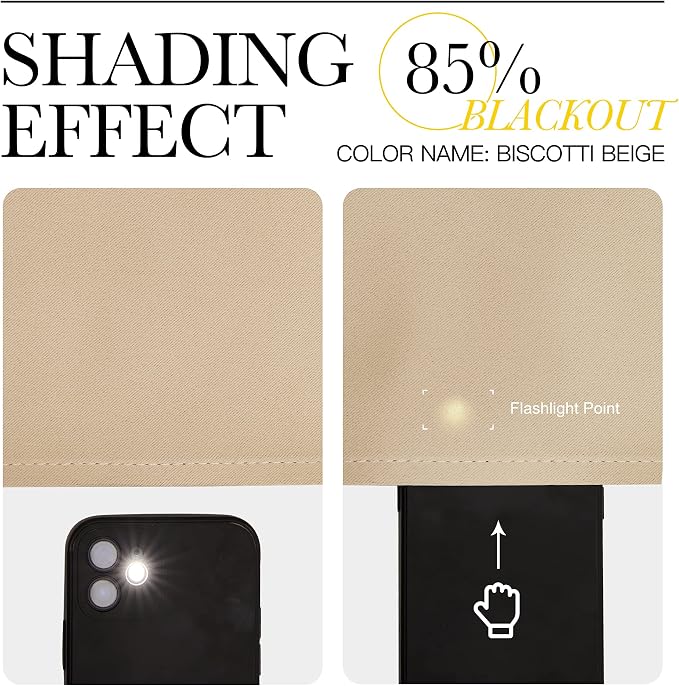 NICETOWN Bedroom Blackout Curtains Panels 1 Pair 55 x 94-in Biscotti Beige | Triple Weave Energy Saving Thermal Insulated Solid Grommet Blackout Draperies for Patio