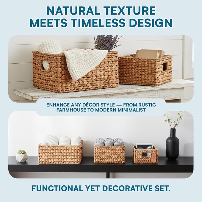 Honey-Can-Do Woven Water Hyacinth Wicker Storage Baskets, Nesting Set of 3