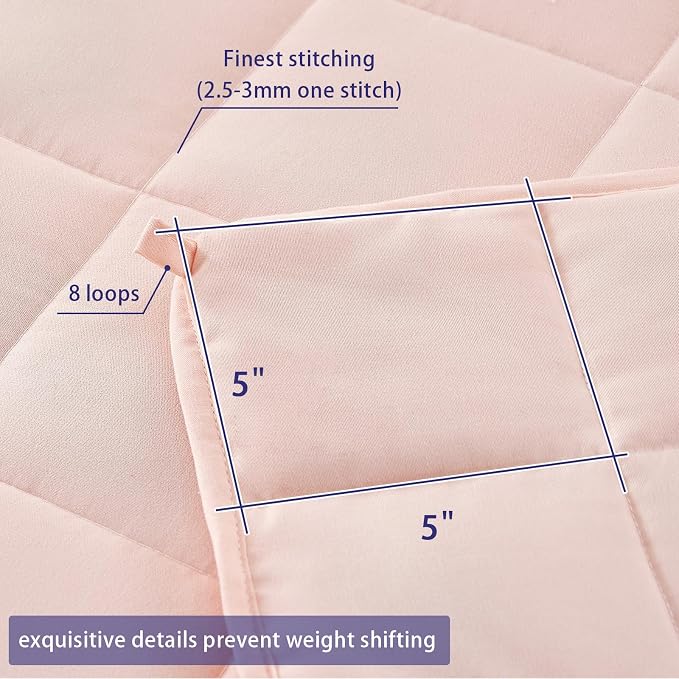yescool Weighted Blanket for Adults (17 lbs, 60" x 80", Pink) Cooling Heavy Blanket for Sleeping Perfect for 160-180 lbs, Queen Size Breathable Blanket with Premium Glass Bead, Machine Washable