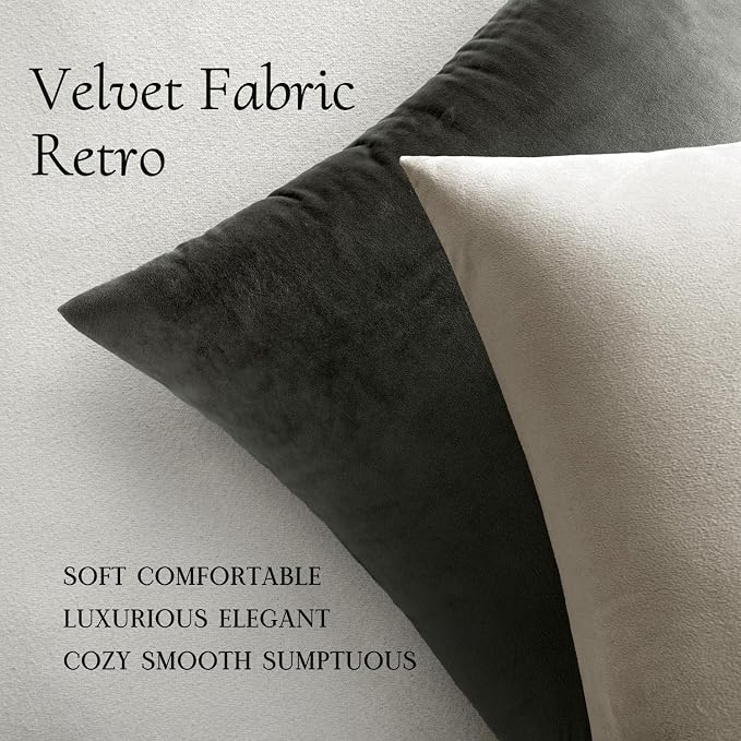 MIULEE Velvet Throw Pillow Covers 12x12 Inch Pack of 2 Cream White | Soft Solid Small Decorative Pillow Covers, Modern Luxury Home Decor, for Couch Chair Sofa Bedroom Livingroom Car