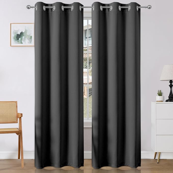 Joydeco Blackout Curtains 108 Inches Long 2 Panels Set, Thermal Insulated Long Curtains& Drapes 2 Burg, Room Darkening Drapes for Bedroom Living Room Window (Grey, W37 x L108 Inch)