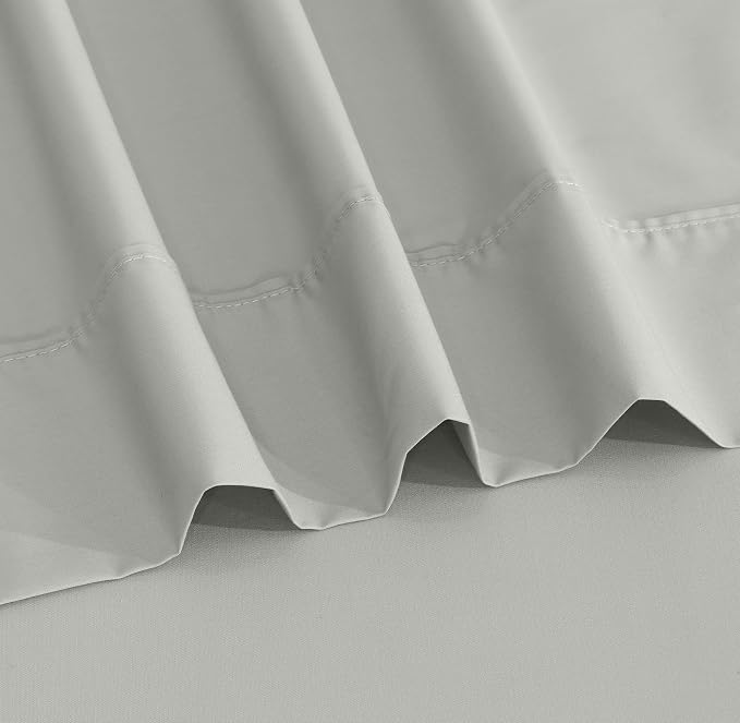RUVANTI 100% Cotton Percale Sheets, Twin XL, Silver | Crisp Cooling, Deep Pocket 16", Soft Breathable & Durable, Hotel-Style, 3 Piece Set
