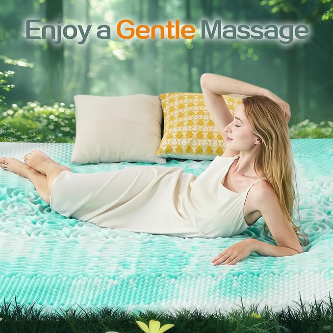 SINWEEK Mattress Topper 5-Zone Memory Foam Mattress Topper Pressure Relieve Soft Mattress Pad, CertiPUR-US Certified, 2 Inch Twin XL Size, Green