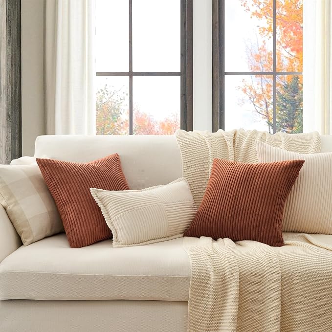 Topfinel Decorative Terracotta Throw Pillow Covers Cushion Cases, Set of 4 Soft Velvet Modern Double-Sided Designs, Rustic Fall Home Decor, Pillow Inserts Not Included 24x24 inch