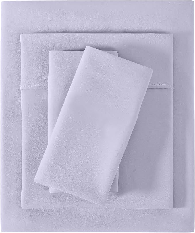 Softan Microfiber King Sheet Set with Non-Slip Corner Straps, Voilet | 15" Deep Pocket Fitted Bed Sheets, Double Brushed Microfiber, Sheets & Pillowcase for All Season