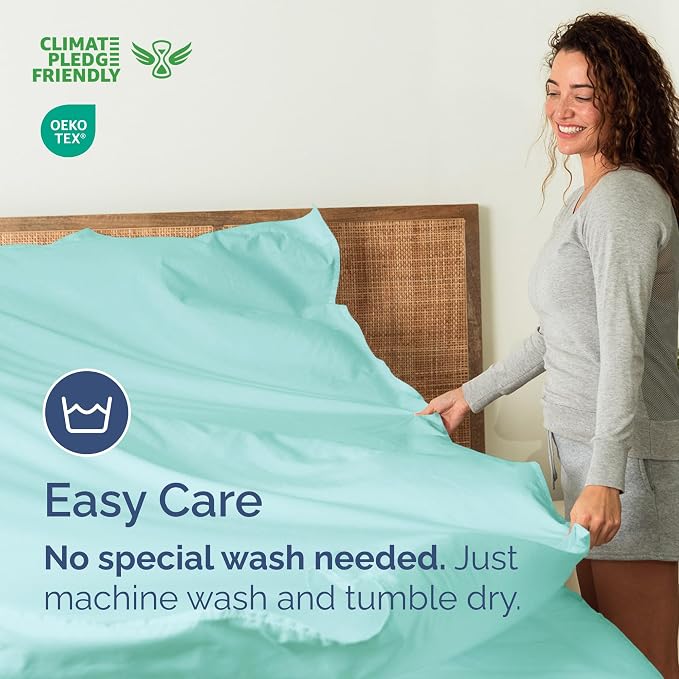 Twin XL Flat Sheet - College Dorm Room - Top Flat Sheet Only - Spa Blue | College Dorm Room Essentials, Ultra-Soft, Breathable & Cooling, Fade & Wrinkle Free, Easy-Care, Stain & Shrink Resistant