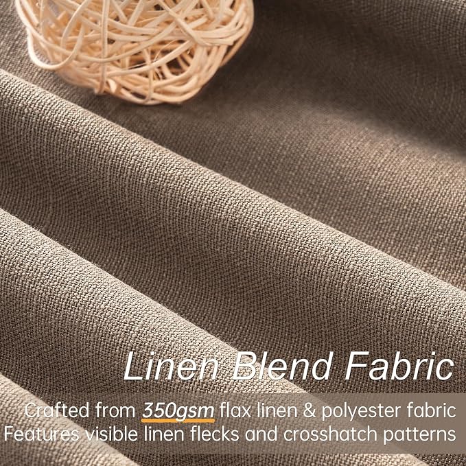 Topfinel 72 Inch Blackout Curtains for Bedroom Heat Blocking Linen Blended Energy Efficient Insulated Boho Farmhouse Cabin Closet Back Tab Dark Brown Bay Windows Drapes 2 Panels Set