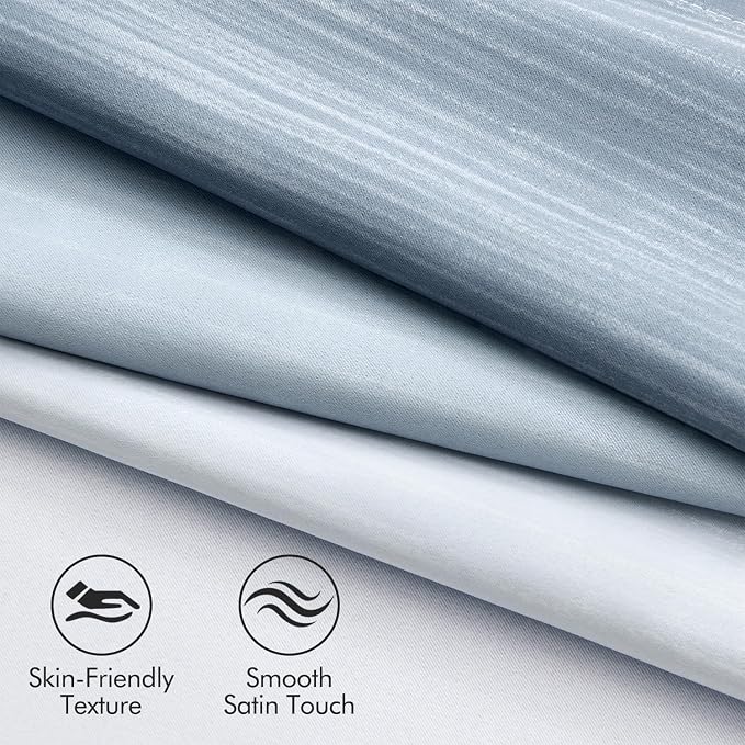 MIULEE Chambray Blue and Greyish White Ombre Blackout Curtains 52Wx72L | Full Room Darkening,Thermal Insulated,72 Inch Long,Grommet Drapes for Bedroom/Living Room,Modern Window Treatments,Set of 2