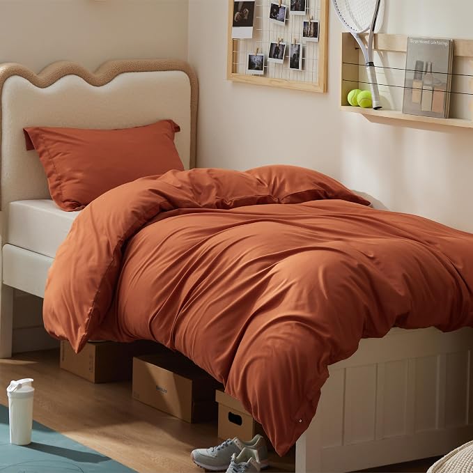 Bedsure Twin/Twin XL Duvet Cover, Double Brushed Bedding Set, Terracotta | For Kids & Adults, 68"x90" Comforter Cover, Hotel Luxury, All Season, Breathable, Easy Care, Lightweight, Zipper Closure