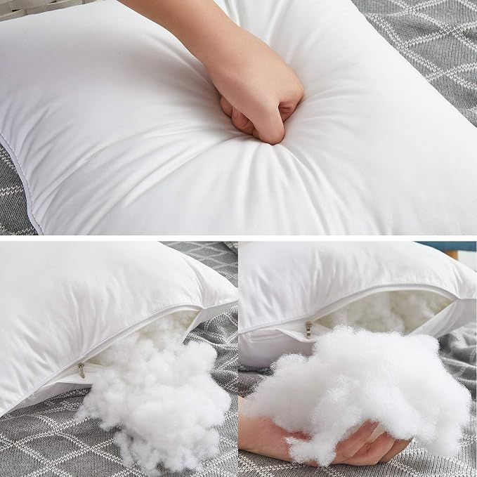Oubonun 20 x 20 Throw Pillow Inserts (Set of 2) with 100% Cotton Cover - 20 Inch Square Interior Decorative Sofa Pillow Insert Pair - White Couch Pillow