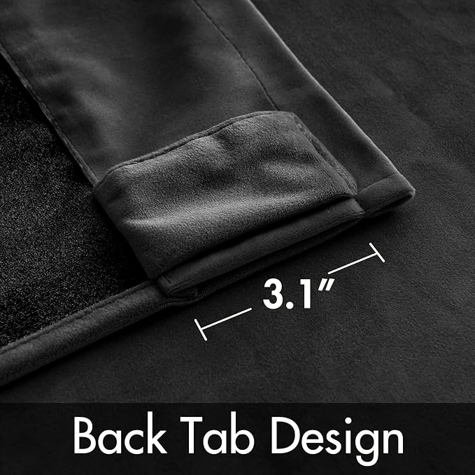 MIULEE Black Velvet Curtains 52x63 inches 2 Panels Luxury Blackout Curtains | Thermal Insulated, Super Soft Window Drapes for Bedroom Living Room, Rod Pocket & Back Tab, Halloween Decor