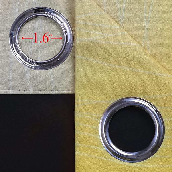 Yellow and Grey Ombre Blackout Curtains for Living Room 52Wx84L Inch Length | Estelar Textiler Room Darkening Gradient Curtains for Boys Bedroom,Thermal Insulated,Light Blocking Grommet Drapes,2 Panels