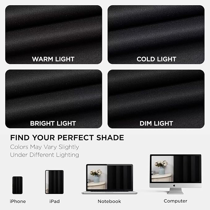 Joydeco 72 Inch Blackout Curtains for Bedroom, Thermal Insulated Black Out Curtains, Room Darkening Drapes for Living Room Window Rod Pocket Back Tab (W37 x L72 Inch, Black)