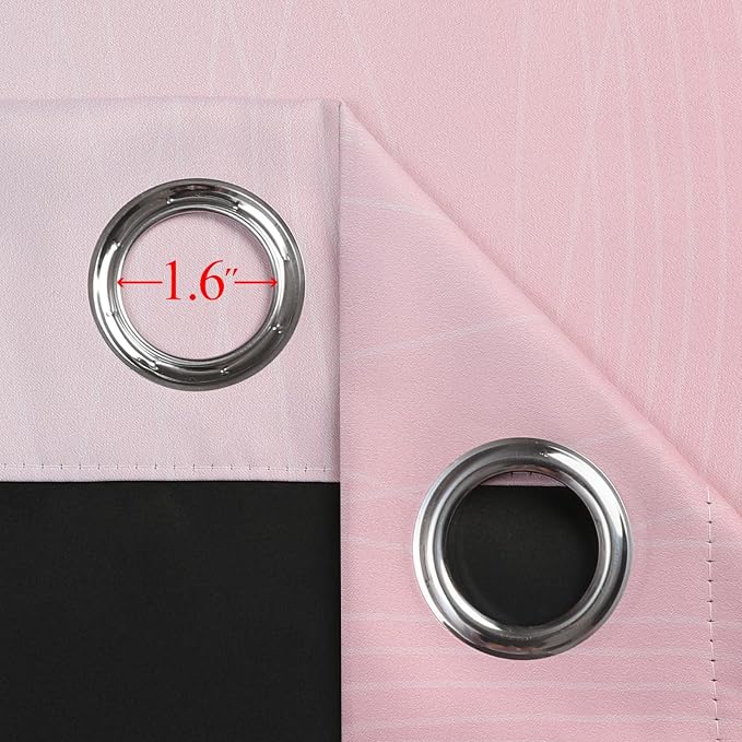 Pink and Greyish White Ombre Blackout Curtains for Bedroom 52x84 Inch Long | Estelar Textiler Kids/Girls Room Darkening Curtains,Thermal Insulated Grommet Window Drapes for Living Room/Nursery,2 Panels