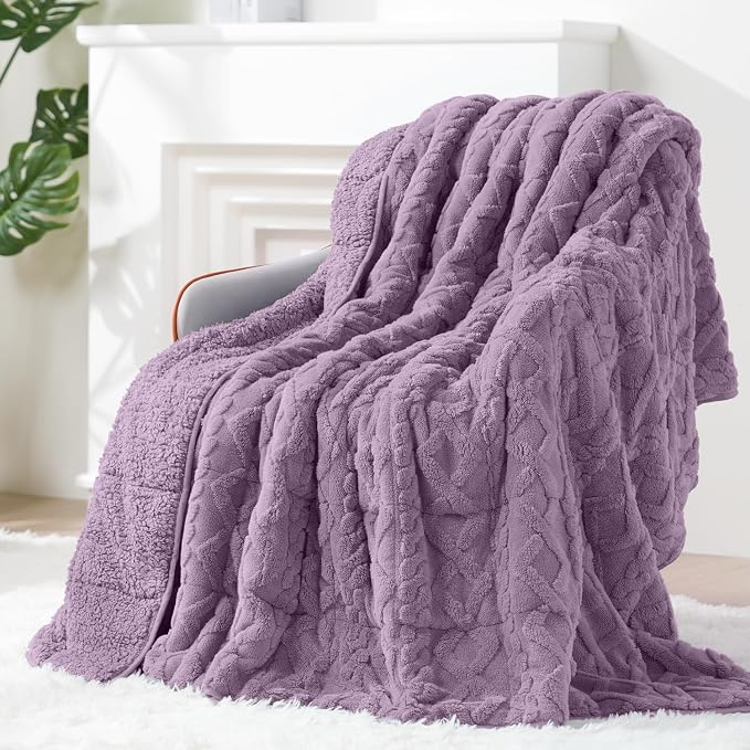 Ultra Soft Sherpa Weighted Blanket for Adults, 60"x80" 15lbs Heavy Blankets | Cozy Comfort for Relaxing Nights, Double-Sided Fluffy Sherpa & Fleece, Double Inner Layers-No Bead Bunching, Even Weight