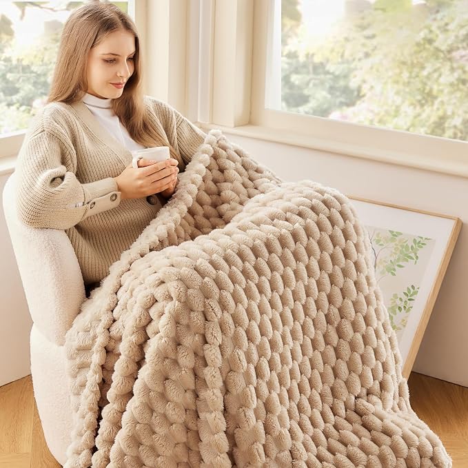NEWCOSPLAY Fleece Clouds Cozy Throw Blanket for Couch, Brown, 50"x60" | Premium Silky Flannel Blanket, Soft Lightweight Fluffy Throw Blanket for Bed Sofa Decor, Gift for All Season Use