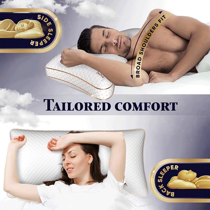 Royal Therapy King 2-Pack Memory Foam Pillow, Adjustable Shredded Odor-Free Pillow for Neck & Shoulder Pain Relief, Support for Back, Stomach, Side Sleepers BioForm