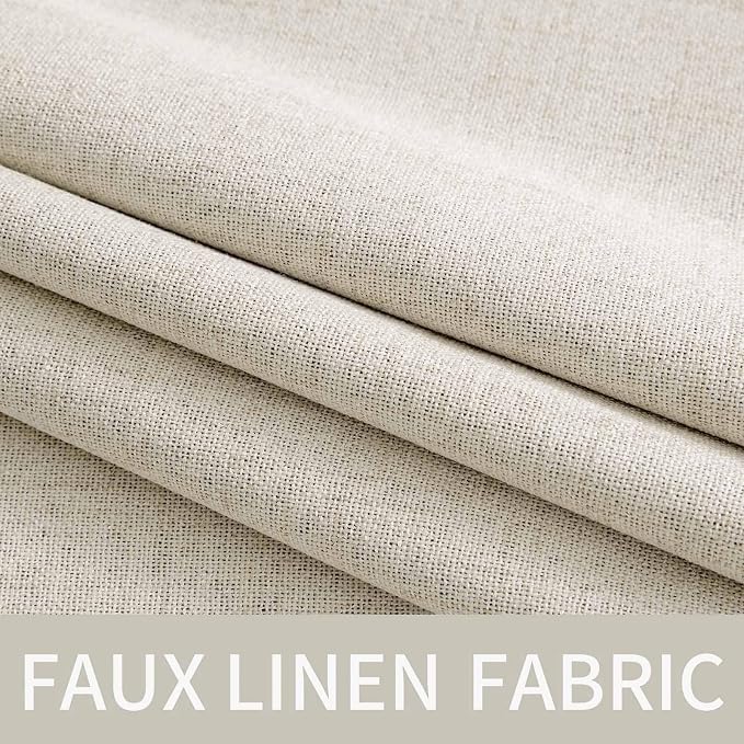 MIULEE 100% Blackout Linen Curtains for Bedroom 52x108 Inches Linen Beige | Room Darkening, Light Blocking, Thermal Insulated, Grommet Top, Linen Textured, Window Curtains for Living Room, 2 Panels