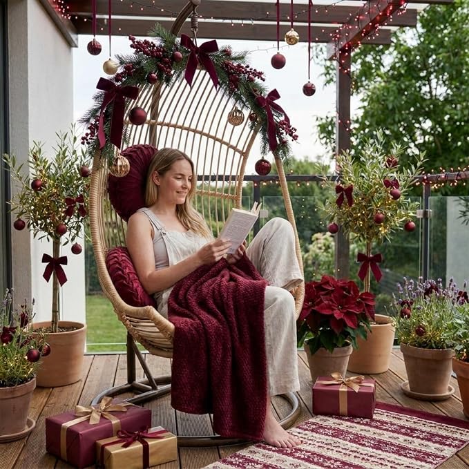 Kathfly 4 Pcs Decorative Round Pleated Throw Pillows, Classy Velvet Pumpkin Round Throw Pillows, Decorative Floor Pillow for Bed Chair Home Sofa Decor, 14" Diameter (Burgundy)