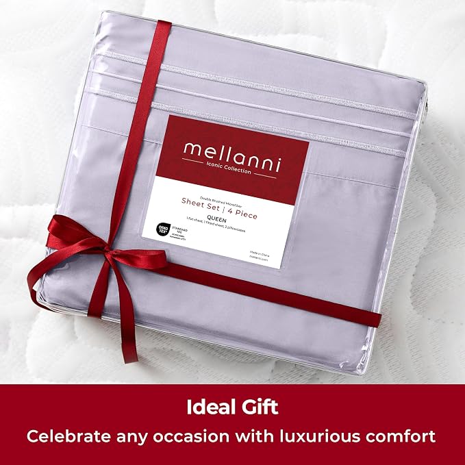 Mellanni Iconic 4-Piece, Ultra Soft Sheet Set (Queen, Lavender) | 10M+ Sleepers. Lab-tested: Sleeps Cool, Stays Bright, Strong, Smooth. Good Housekeeping Best Bedding, 7 yrs running.