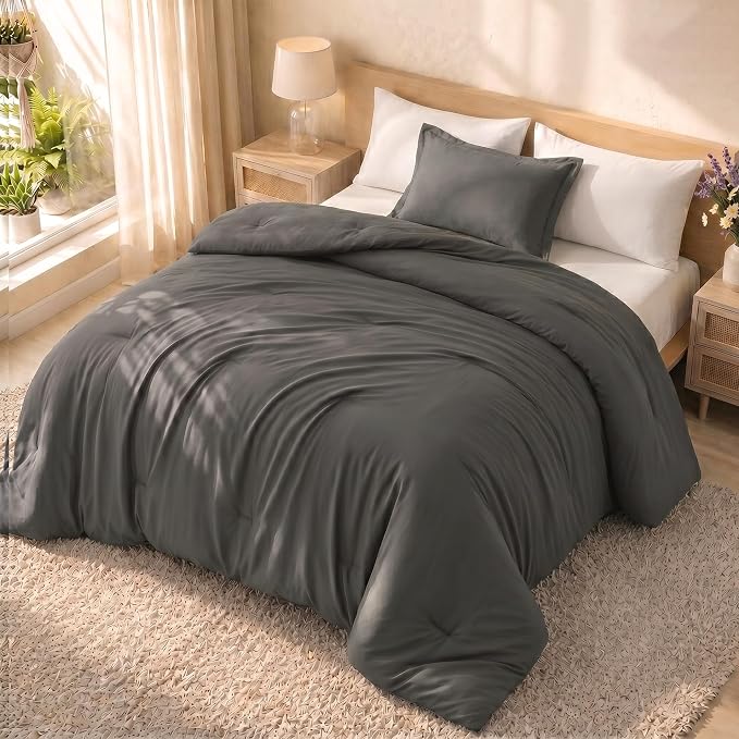 Utopia Bedding 2 Pc Twin Comforter Set, All Season Bedding, Grey | Bedding Set Includes Comforter (64x88) Inches, 1 Sham (20x26) Inches. Soft Microfiber Down Alternative, Machine Washable.