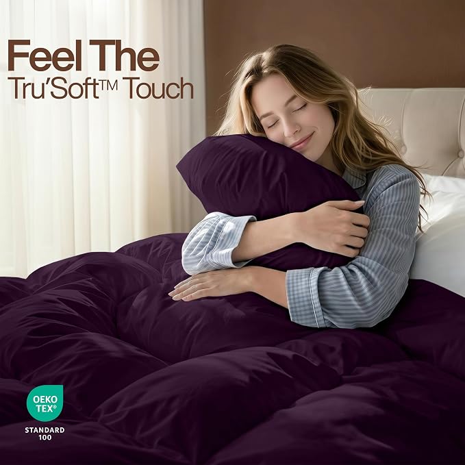 Utopia Bedding Twin Comforter, Duvet Insert, Plum, 64 x 88 Inches | Soft and Fluffy Down Alternative Bed Comforter, All Season, Breathable, Corner Tabs, Box Stitched, Durable, Machine Washable