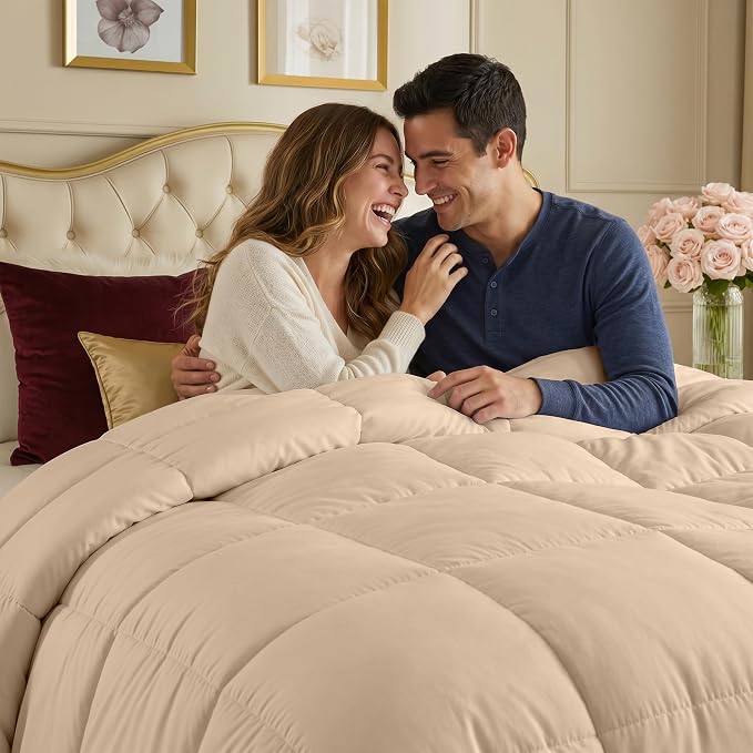 Utopia Bedding Duvet Insert, Comforters Queen Size 88 x 88 Inches, Beige | Cozy All Season Comforter for Kids and Teens, Unisex, Down Alternative Fill, Soft Microfiber Shell, Machine Washable.