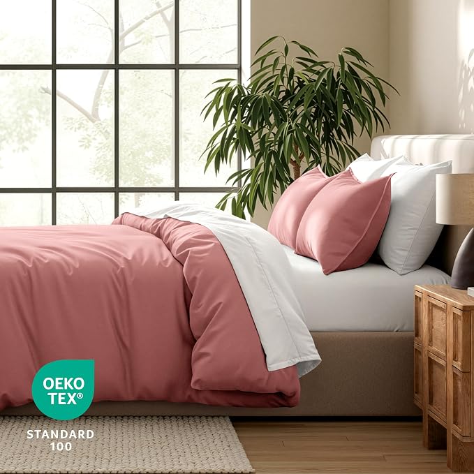 Bare Home Duvet Cover Set 1800 Ultra-Soft (Twin/Twin XL, Dusty Rose) | Lightweight, Cooling, Breathable, Premium 1800 Ultra-Soft, All-Season