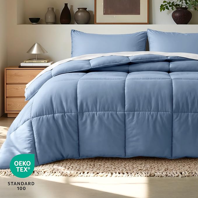 Bare Home Comforter Set - 1800 Ultra Soft (Twin/Twin XL, Coronet Blue) | All-Season, Breathable, Hypoallergenic, Premium 1800, Warm, Cozy