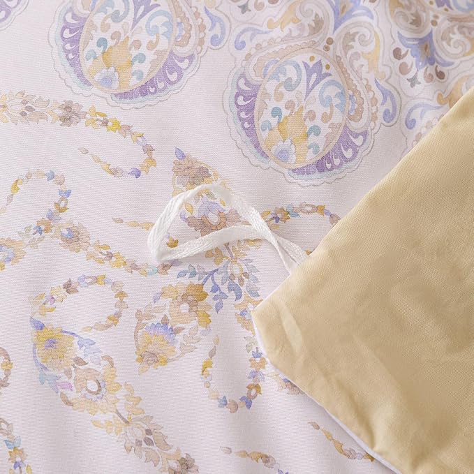 OAITE King Floral Pattern Duvet Cover Set Unique Design 3pcs 100% Cotton | Exquisite Stitched Hem, Breathable,Soft,Dual Zipper,8 Corner Ties,Easy Care for All Season