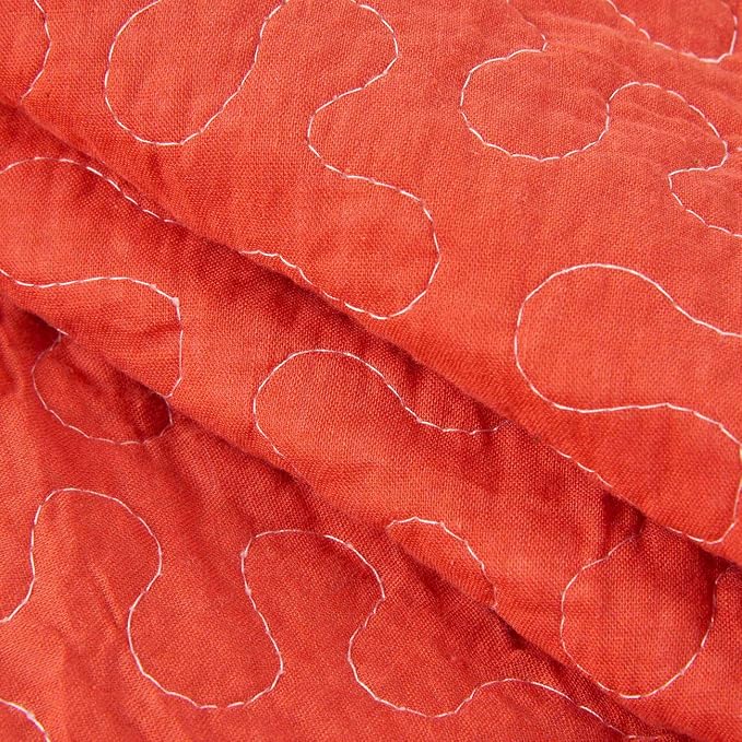 Cozyholy Boho Quilt Twin Size 100% Cotton Quilted Blanket Colorful Bohemian Striped Bedspread Coverlet Reversible Lightweight Stitch Vintage Bed Cover Throw Blanket for Couch Sofa Orange