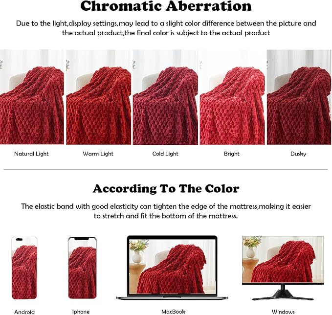 NEWCOSPLAY Fleece Clouds Cozy King Blanket for Couch, Red, 90"x110" | Premium Silky Flannel Blanket, Soft Lightweight Fluffy Throw Blanket for Bed Sofa Decor, Gift for All Season Use