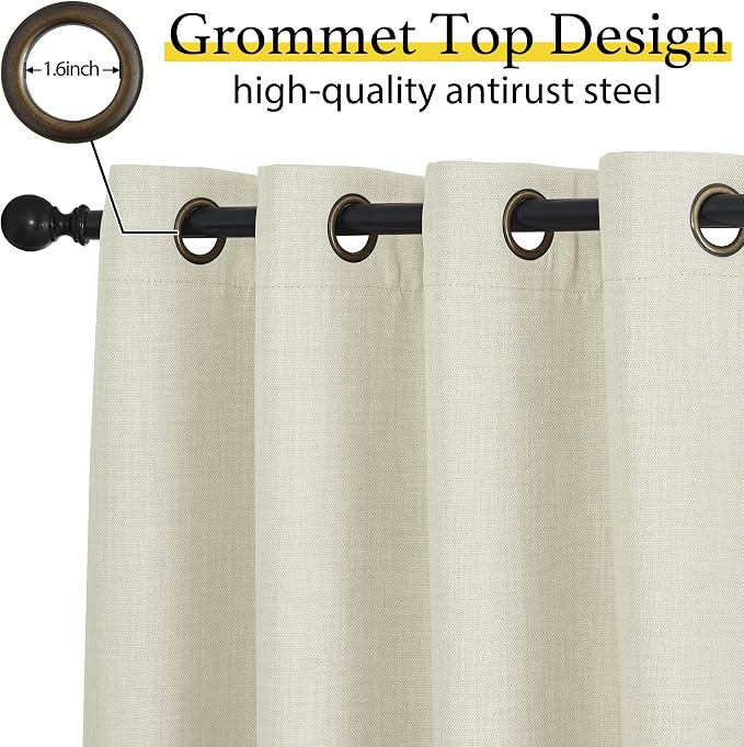 NICETOWN Natural Faux Linen Blackout Curtain Panels 24 inch Long, Thermal Insulated Light Blocking Window Coering Privacy Protect Energy Efficient for Small Windows Bedroom, 52 by 24 inch, 2 PCs