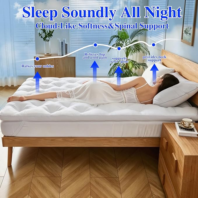 WhatsBedding 2 Inch Memory Foam Mattress Topper Queen Size for Back Pain