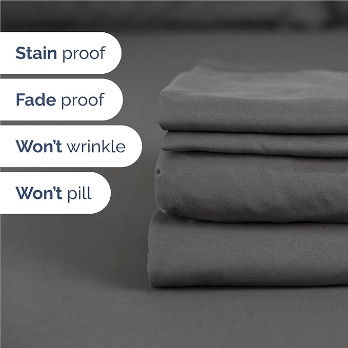 Full 6 Piece Bed Sheet Set - Comfy, Breathable & Cooling Sheets - Charcoal | Ultra-Soft Hotel Luxury Bedding Set with 8-16 Inch Deep Pockets, 1 Flat & 1 Fitted Sheet & 4 Pillowcases, Wrinkle & Fade Free