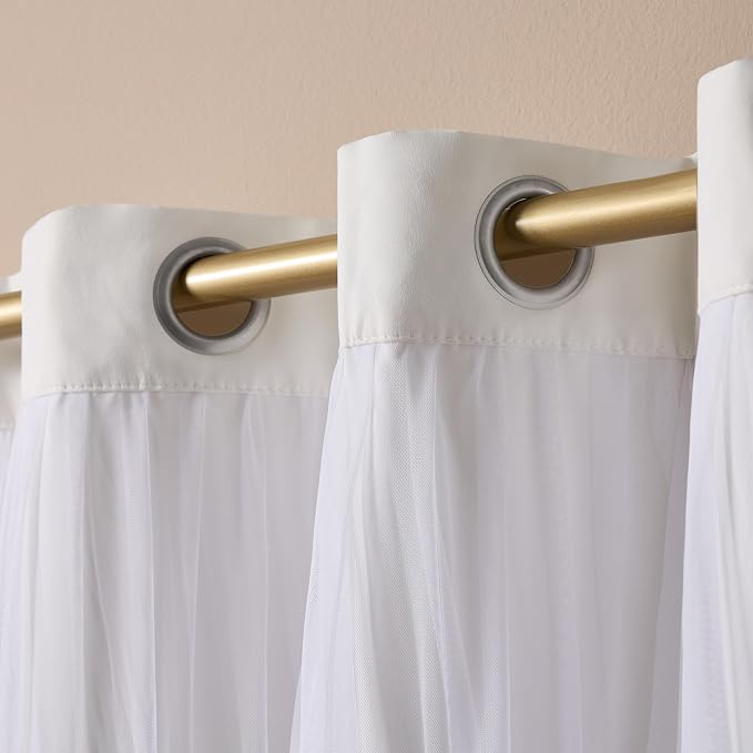 TOWN & COUNTRY LUXE Talia Double Layer Indoor Curtains, Sheer and Room Darkening Blackout, Grommet Top, Energy Efficient, 2-Pack Set, 52"x63", Winter White