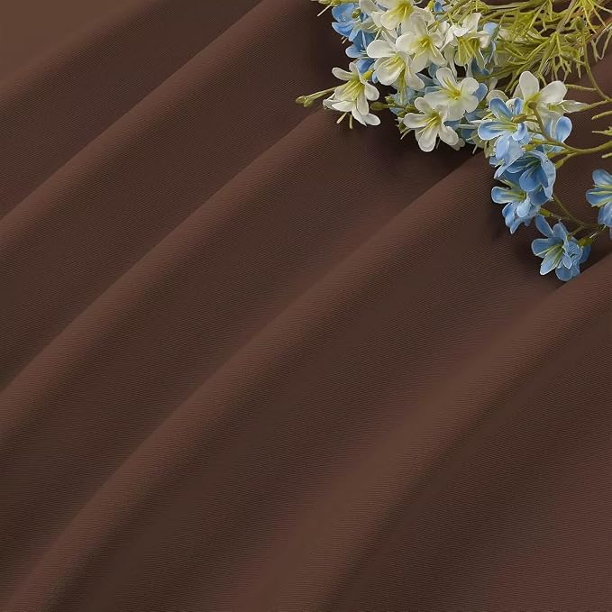 CUCRAF Brown Blackout Curtains 63 inch Length 2 Panels Set, Rod Pocket Room Darkening Drapes for Bedroom Living Room, Insulated Thermal Light Blocking Window Curtain (W52 x L63 Inch)
