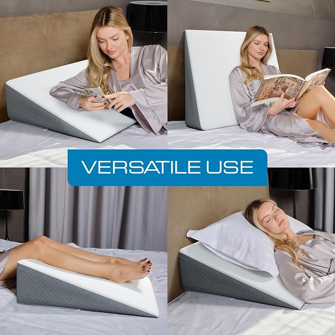 Kolbs Extra Wide Bed Wedge Pillow for Sleep Apnea, More Room - More Comfort | with Chic Jacquard Cover - Headboard Wedges for Sleeping (Extra Wide 7.5" Height)