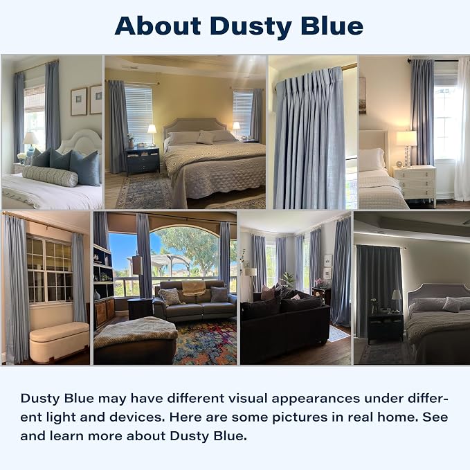 WEST LAKE Extra Large Bailey Pinch Pleat Blackout Curtains 120 Inches Long | Dusty Blue Thermal Insulating Drape for Bedroom Living Room,Rustic Darkening Window Treatment,60"Wx120"L,1 Panel