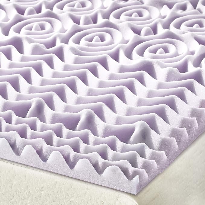 Mellow 1.5 Inch 5-Zone Memory Foam Mattress Topper, Soothing Lavender Infusion, Twin
